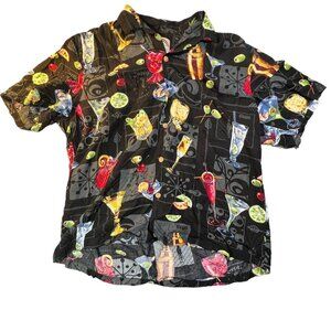 PARADISE FOUND Vintage Martini Cocktail Print Hawaiin Shirt A